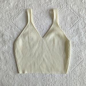 Lululemon Athletica Cream Ribbed Cropped Tank